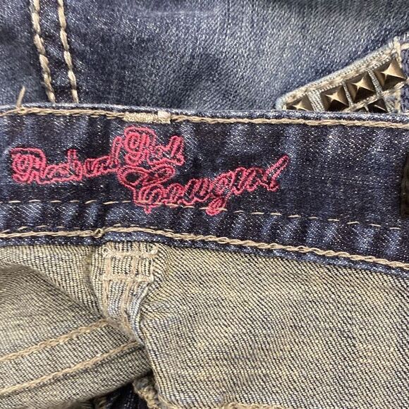 Rock and Roll Cowgirl Women's Blue Embellished Low Rise Jeans Size 33X34 - Picture 15 of 16